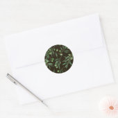 Sticker Rond Aquarelle des branches d'olive en noir (Enveloppe)