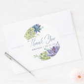 Sticker Rond Aquarelle Désert Cactus Succulents Merci (Enveloppe)