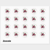 Sticker Rond Aquarelle d'hiver rouge peonquet mariage (Feuille)