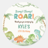 Sticker Rond Aquarelle Dinosaur Anniversaire (Devant)