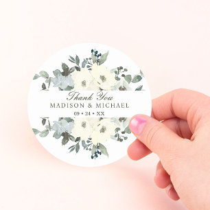 Sticker Rond Aquarelle d'ivoire Floral Mariage