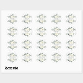 Sticker Rond Aquarelle d'ivoire Floral Mariage (Feuille)