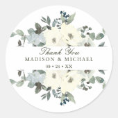 Sticker Rond Aquarelle d'ivoire Floral Mariage (Devant)