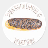 Sticker Rond Aquarelle Donut Chocolat main tiré Eclair (Devant)