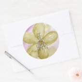 Sticker Rond Aquarelle d'or pourpre Fleur joyeuse (Enveloppe)