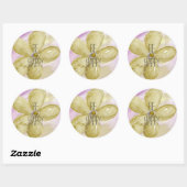 Sticker Rond Aquarelle d'or pourpre Fleur joyeuse (Feuille)