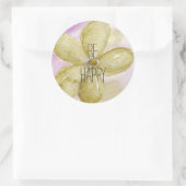Sticker Rond Aquarelle d'or pourpre Fleur joyeuse (Sac)