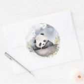 Sticker Rond Aquarelle dormante bébé Panda Ours (Enveloppe)