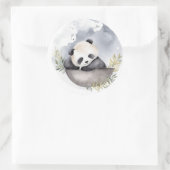 Sticker Rond Aquarelle dormante bébé Panda Ours (Sac)