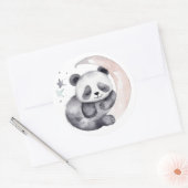 Sticker Rond Aquarelle dormante Lune bébé Panda Ours (Enveloppe)