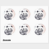 Sticker Rond Aquarelle dormante Lune bébé Panda Ours (Feuille)