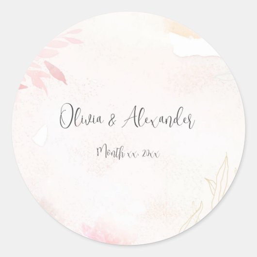 Sticker Rond Aquarelle douce Blush FlorMariage (Devant)
