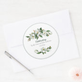 Sticker Rond Aquarelle douce Magnolia Mariage de verdure (Enveloppe)