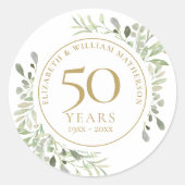 Sticker Rond Aquarelle douce Verdure 50e anniversaire (Devant)