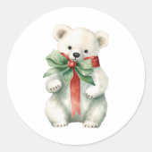Sticker Rond Aquarelle d'ours polaire (Devant)