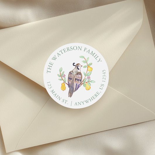 Sticker Rond Aquarelle Douze jours de Noël Adresse