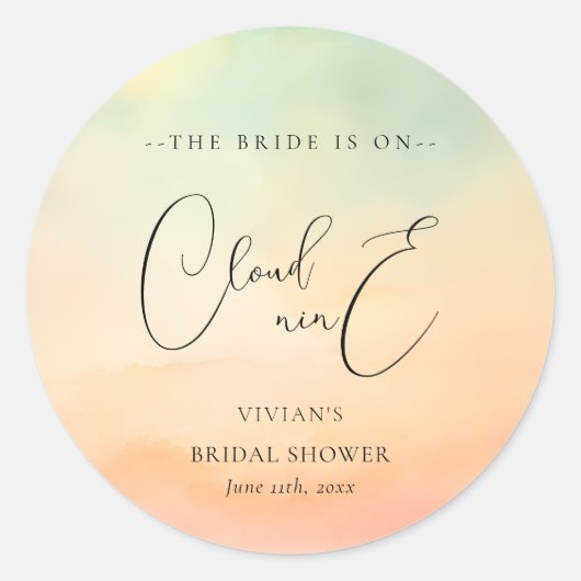 Sticker Rond Aquarelle Dreamy Sunset Cloud 9 Fête des mariées (Devant)