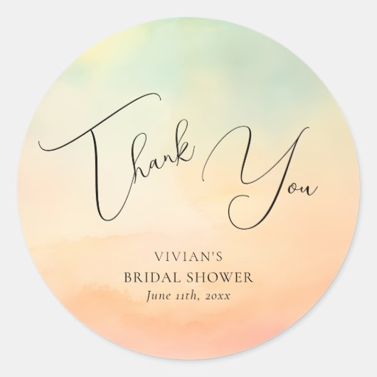 Sticker Rond Aquarelle Dreamy Sunset Cloud 9 Merci (Devant)