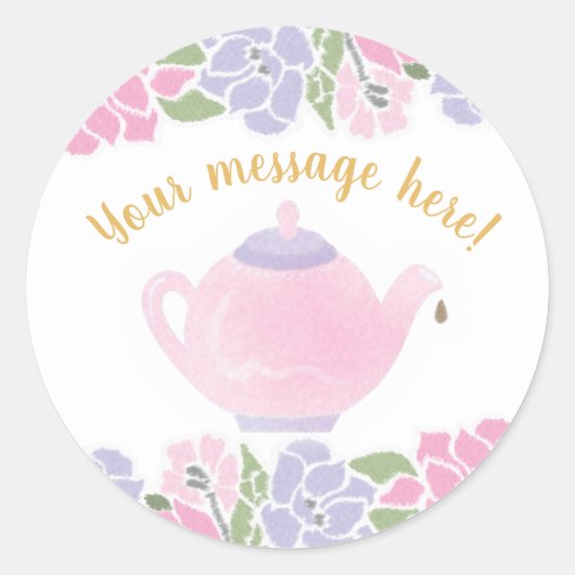 Sticker Rond Aquarelle du Baby shower à thé (Devant)