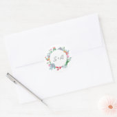 Sticker Rond Aquarelle du désert Cactus Floral Mariage Monogram (Enveloppe)