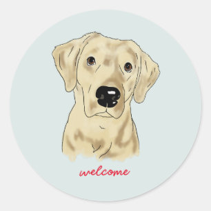 Sticker Rond Aquarelle du Laboratoire jaune