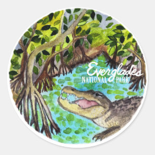 Sticker Rond Aquarelle du parc national des Everglades