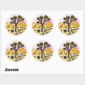 Sticker Rond Aquarelle du parc national Joshua Tree (Feuille)