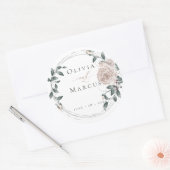 Sticker Rond Aquarelle Dusty Rose Argent Cadre (Enveloppe)