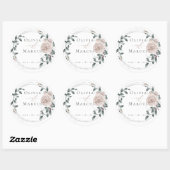 Sticker Rond Aquarelle Dusty Rose Argent Cadre (Feuille)