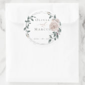 Sticker Rond Aquarelle Dusty Rose Argent Cadre (Sac)