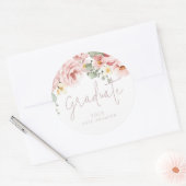 Sticker Rond Aquarelle Dusty Rose Floral Graduate (Enveloppe)