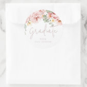 Sticker Rond Aquarelle Dusty Rose Floral Graduate (Sac)