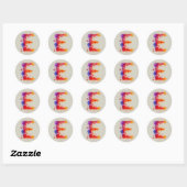 Sticker Rond Aquarelle E (Feuille)