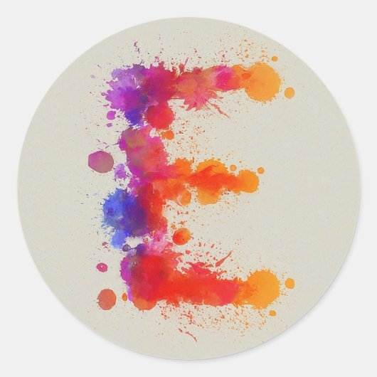 Sticker Rond Aquarelle E (Devant)
