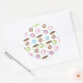 Sticker Rond Aquarelle Eclair Donuts Fun Whimiscal Sweet (Enveloppe)