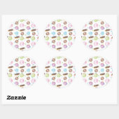 Sticker Rond Aquarelle Eclair Donuts Fun Whimiscal Sweet (Feuille)
