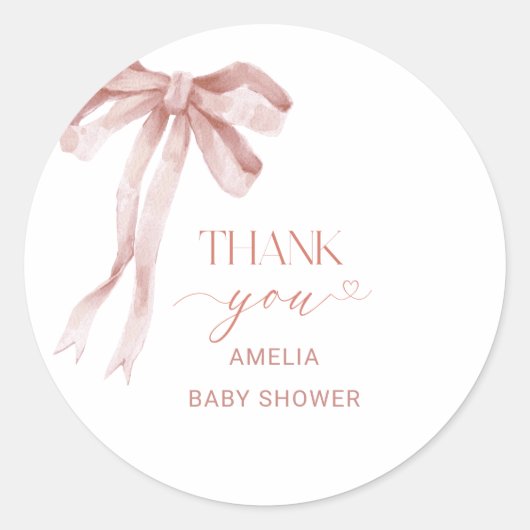 Sticker Rond Aquarelle Elegant Bow Ribbon Baby DoucheSticker (Devant)