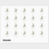 Sticker Rond Aquarelle élégant Fleur sauvage Peter Rabbit Stick (Feuille)