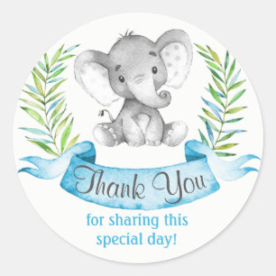 Sticker Rond Aquarelle Elephant Boy Merci