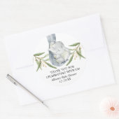 Sticker Rond Aquarelle éléphante vert vert or vert faveur (Enveloppe)