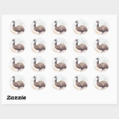 Sticker Rond Aquarelle Emu Bird (Feuille)