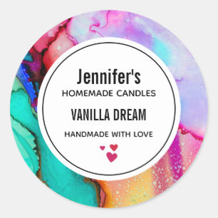 Sticker Rond Aquarelle en marbre Abstrait moderne