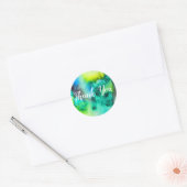 Sticker Rond Aquarelle en marbre bleu vert (Enveloppe)