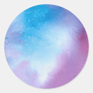 Sticker Rond Aquarelle en marbre rose et bleu