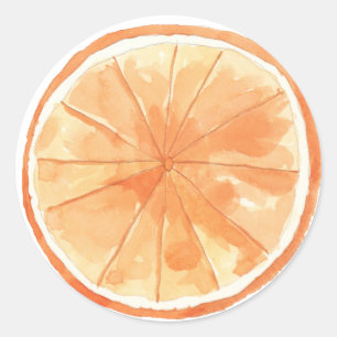 Sticker Rond Aquarelle en tranche orange