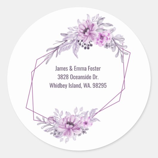 Sticker Rond Aquarelle Enveloppe florale Adresse Sceau (Devant)