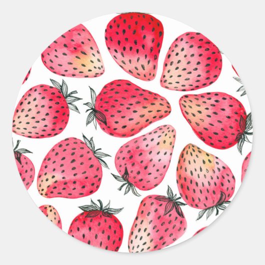 Sticker Rond Aquarelle et encre de fraises (Devant)
