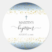 Sticker Rond aquarelle et FAUX détails feuille d'or baptême (Devant)