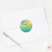 Sticker Rond Aquarelle et marqueur Abstraits Rainbow Sun Settin (Enveloppe)