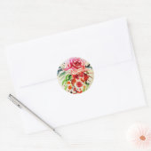 Sticker Rond aquarelle et rose (Enveloppe)